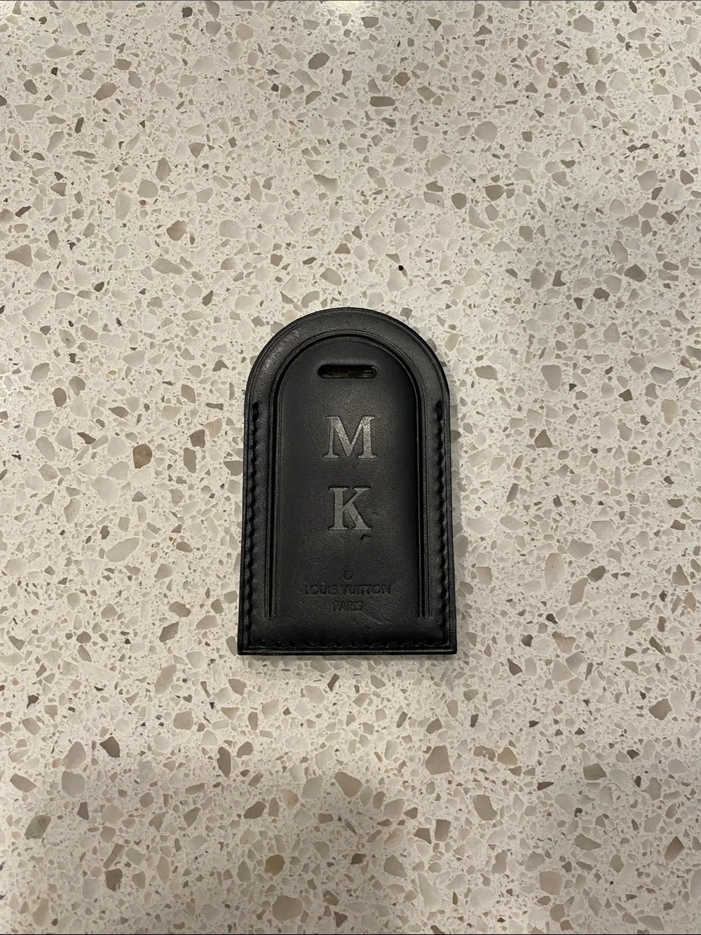 Louis Vuitton Black Leather Monogram Luggage Tag